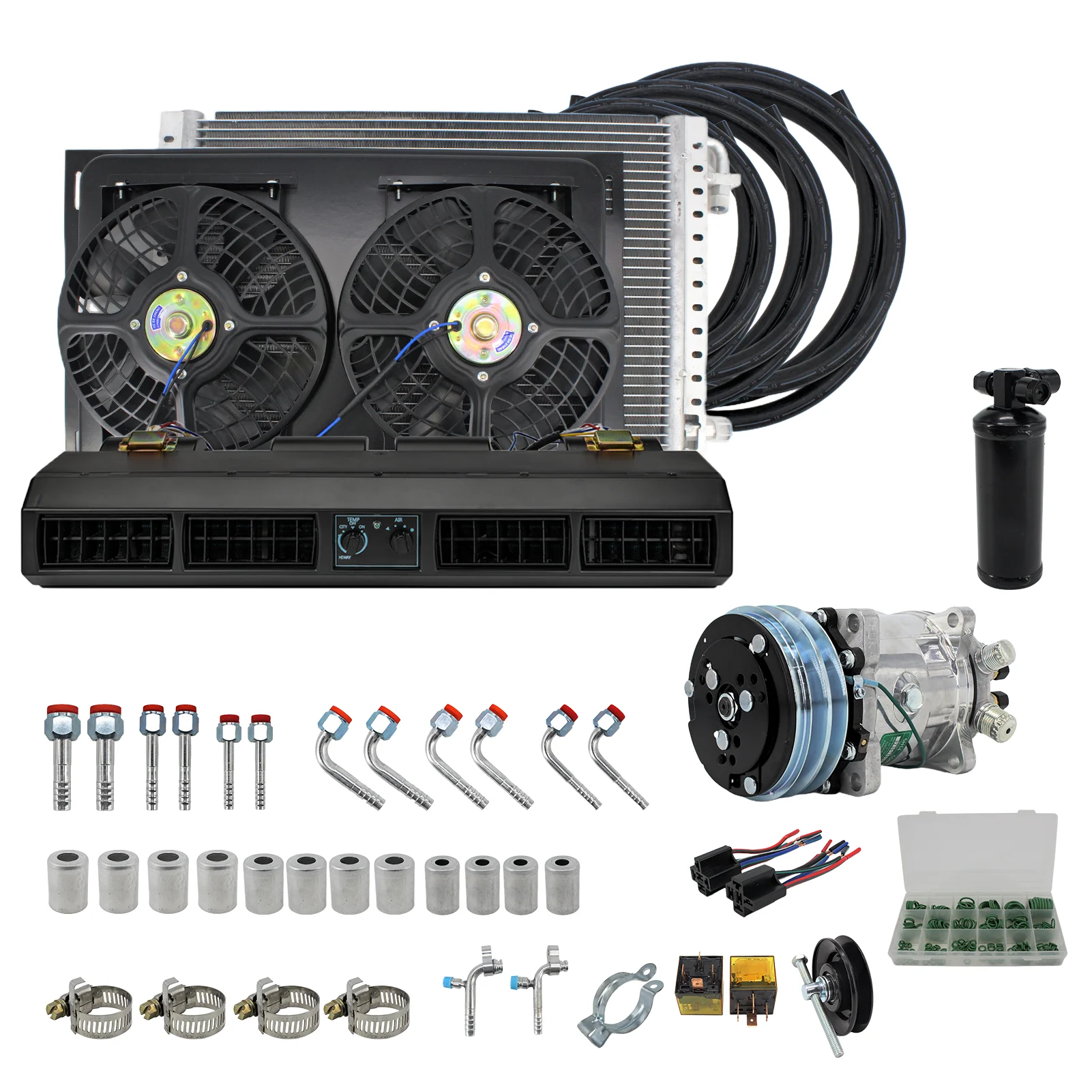 

RV65F 12V/24V automobile air conditioner 508 compressor kit, universal, for bus, truck, excavator, RV vehicle AC parts