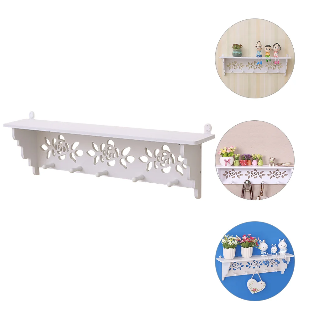 

Coat Hook Decorative Wall Stand Floating Shelves Bedroom Clothes Hangers with Laundry Bracket Shelf