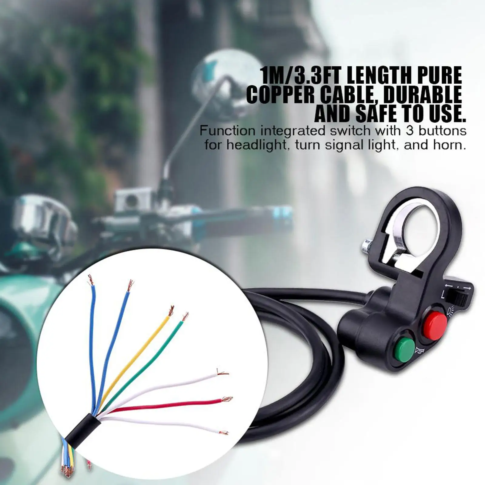 

Motorcycle Switch 7/8" 22mm Handlebar Click Start Switch Switch Off Turn Switch Headlight Three-in-one Headlight Horn X2F8