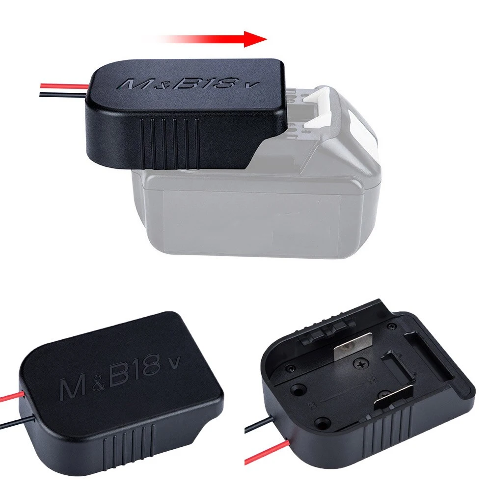 

18V Battery Adapters For Makita&Bosch Power Connector Adapter Dock Holder With 12 Awg Wires Connectors Power Black