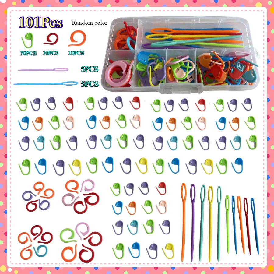 Multicolor Plastic Resin Stitch Markers - 61pcs Knitting & Crochet Clips