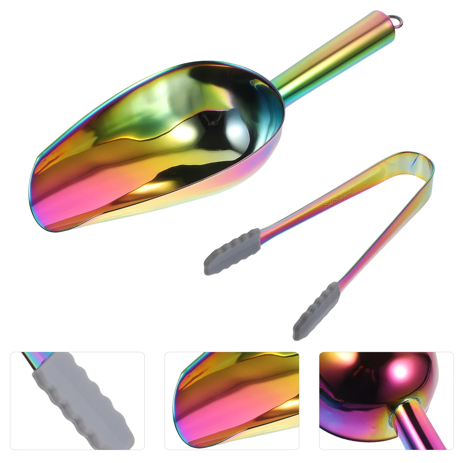 

Ice Scoop Tongs Kitchen Grain Candy Supply Cube Rice Stainless Steel Tool Spoons
