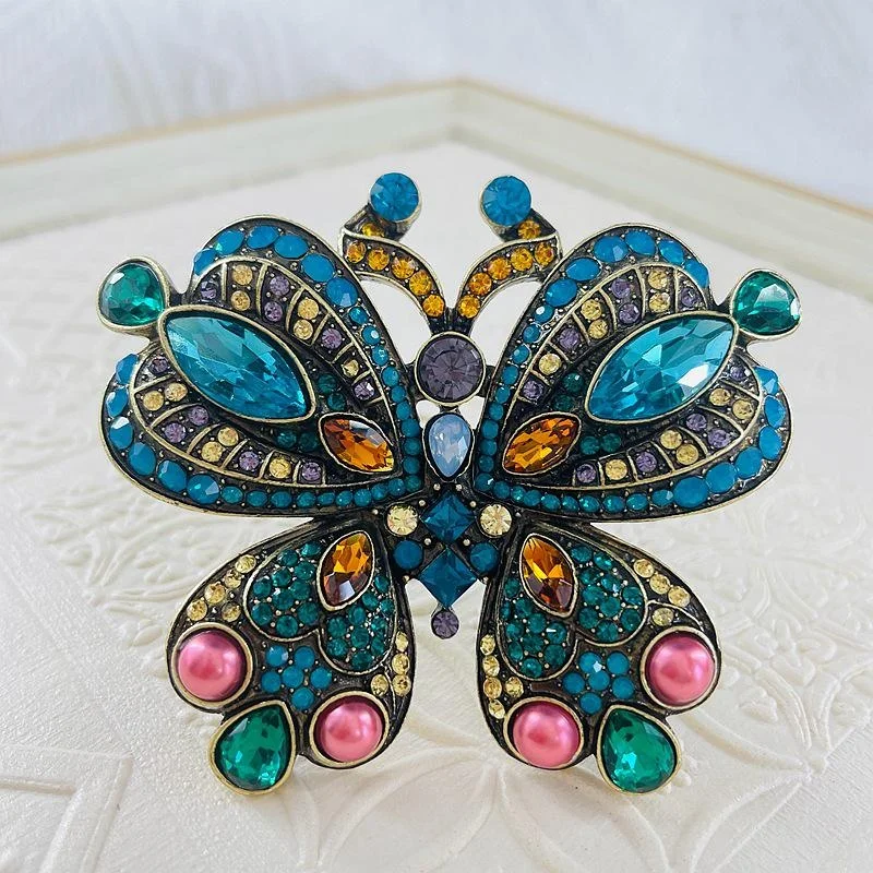 Spilla Vintage Gold Butterfly Kingfisher Heidi Colorful Insect Spille Per Abbigliamento Industriale Pesante