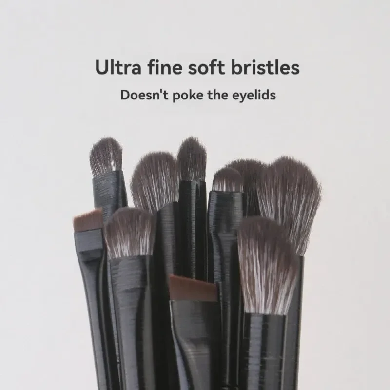 Hypoallergenic Eye Brush Set-Soft Bristle Smudge & Cut Crease Brushes, Precision Eyeliner & Detailing Tools (Vegan/Cruelty-Free)