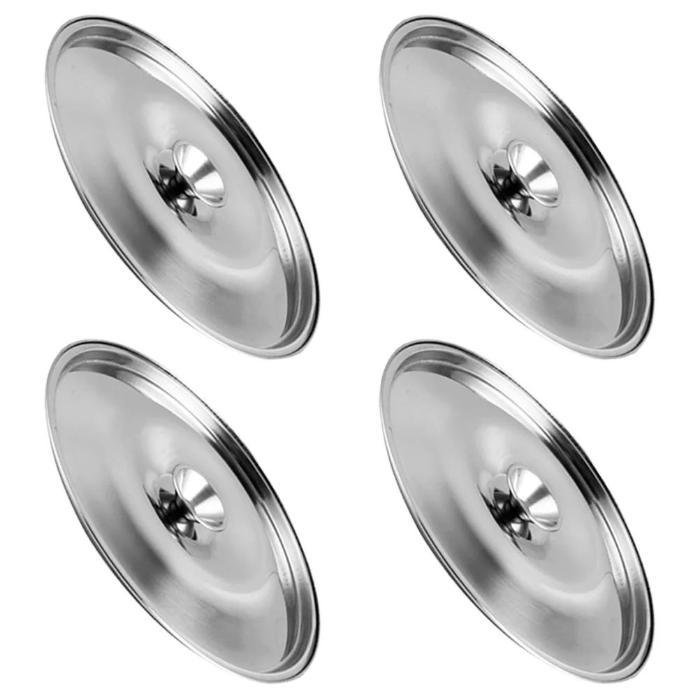 4 Pcs Stainless Steel Sauce Jar Covers Universal Pan Lid Oil Pot Lids Kitchen Cookware Parts Seasoning Containers Spice Jars