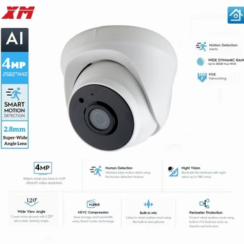 XM HD IP 카메라 4.0MP 실내 오디오 돔 캠 IR 렌즈 3.6mm IP CCTV 보안 카메라 네트워크 P2P 안드로이드 아이폰 xmeye보기
