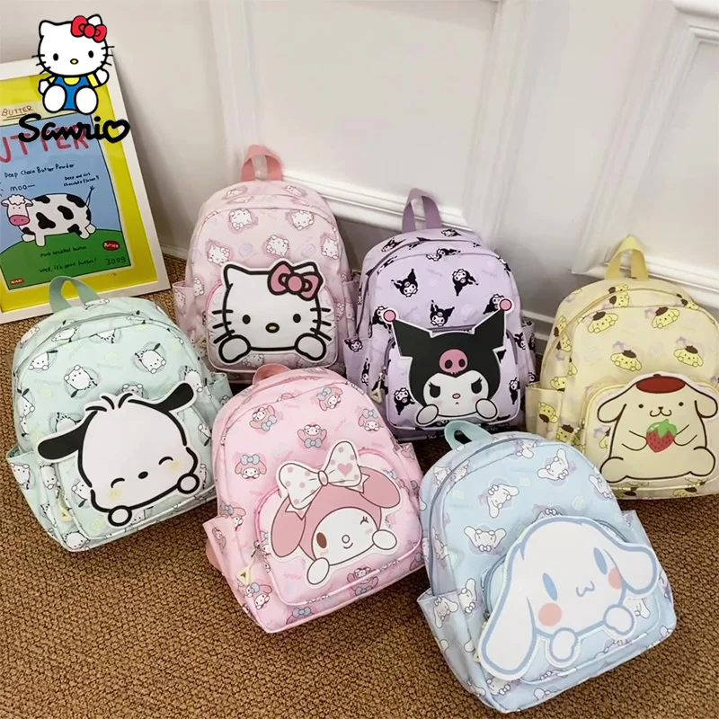 

Anime Sanrio Bag Cinnamoroll Kindergarten School Bag Kuromi Melody Student Bag Backpack Children's Double Shoulder Bag Kids Gift