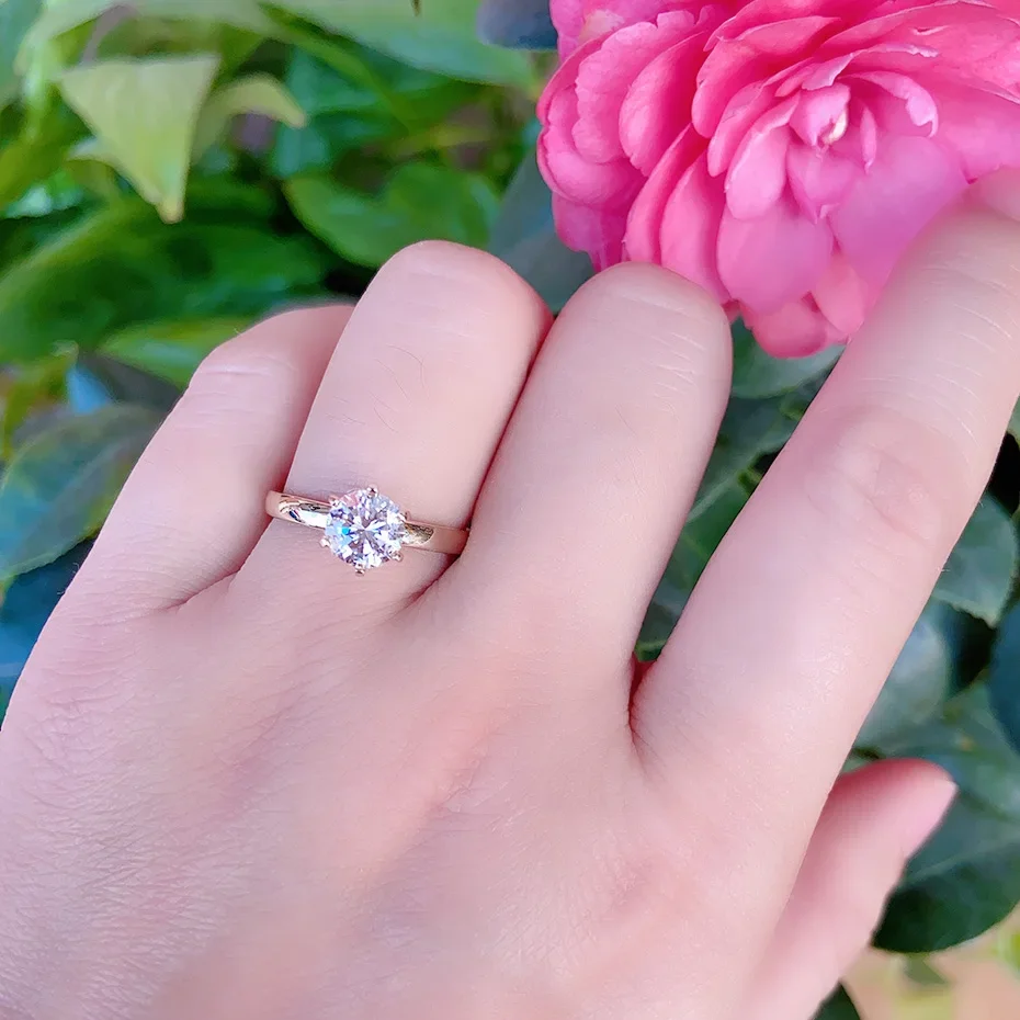 Moissanite 585 14K 10K Yellow gold Rings for Women Round 1ct Solitaire ring wedding cluster bridal promise Engagement wedding rings moissanite ring gold rings