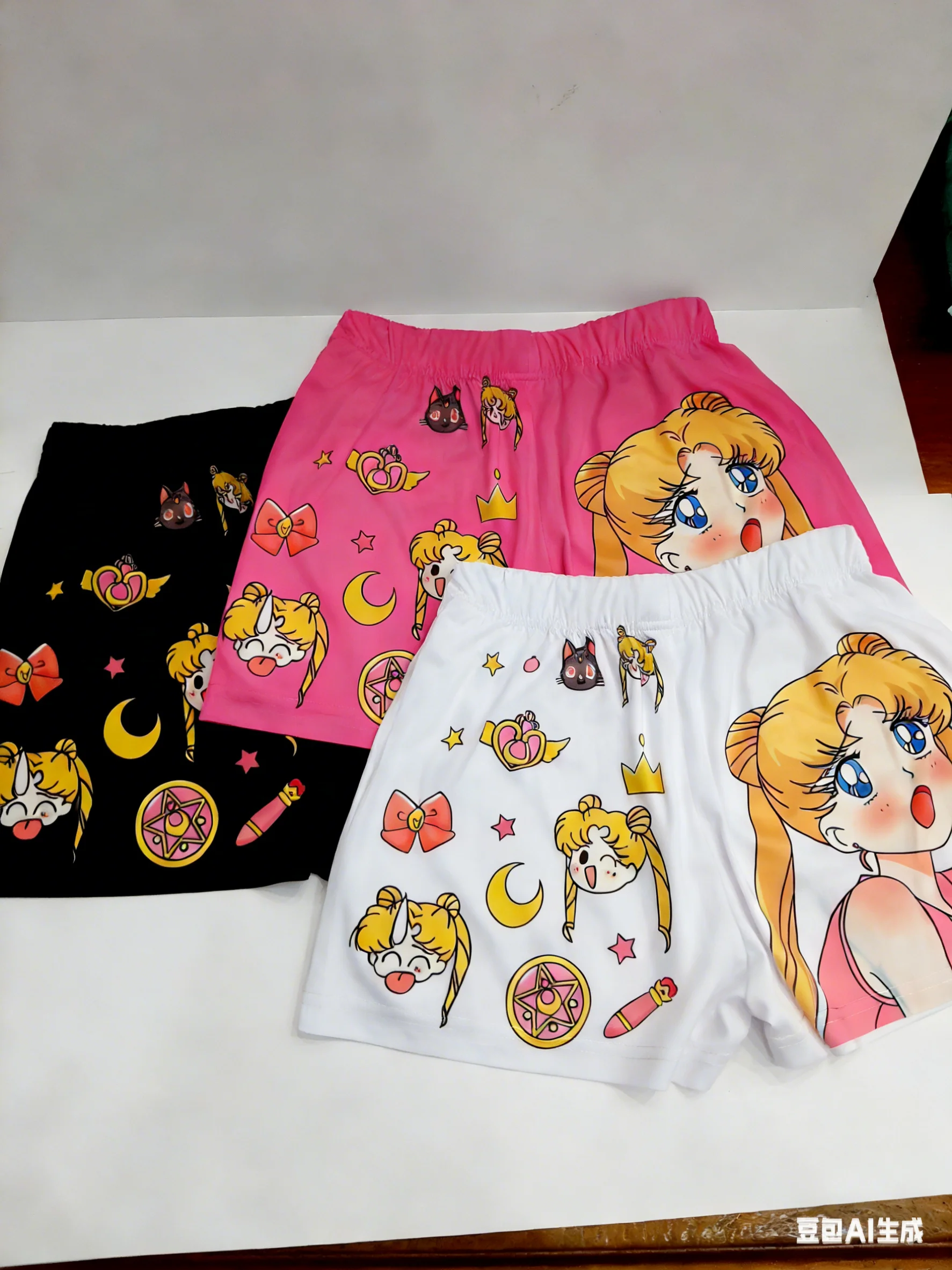 Sweet Cool Pretty Guardian Moon Shorts für Erwachsene und Kinder, Farbblock-Anime-3D-Druck, lässige, sportliche, vielseitige Streetwear-Hose – Detail 3