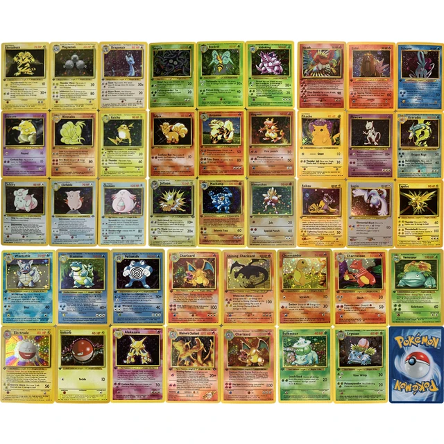 42Pcs/set 1996 Years Pokemon Flash Cards DIY Charizard Blastoise Venusaur Mewtwo PTCG Game Anime Collection Cards Gift Kids Toys