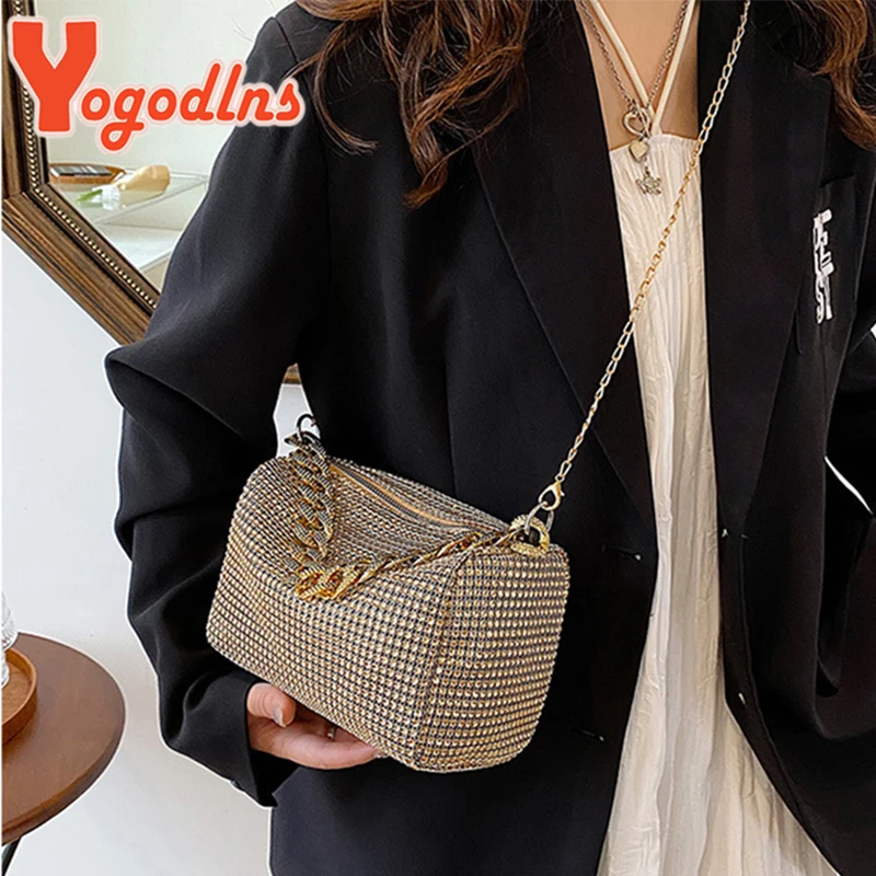 Yogodlns Bling Diamond Design Small Crossbody Messenger Bags Women Summer Trend Luxury Fashion Travel Shoulder Handbags Purses
