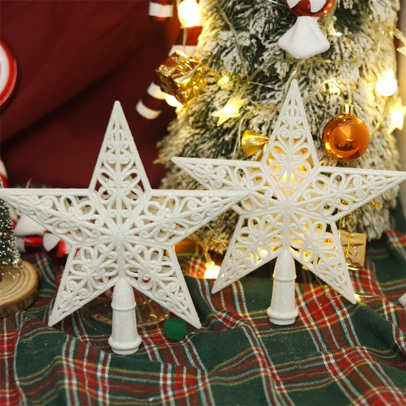 Christmas Tree Toppers Hollow Star For Navidad Table Decorations Home Merry New Year Xmas Ornaments Accessory Supplies