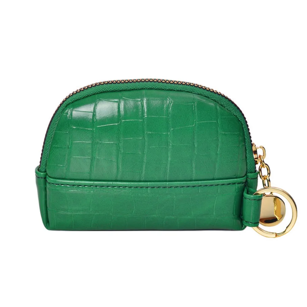 Shell Small Wallet PU Leather Coin Purse Simple Card Holder Korean Solid Color Zipper Key Case Mini Handbag