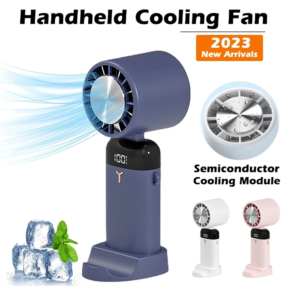 3600mAh Mini Handheld Fan Portable Semiconductor Refrigeration Cooling Desktop Fan Folding Hanging Neck Air Cooler Outdoor