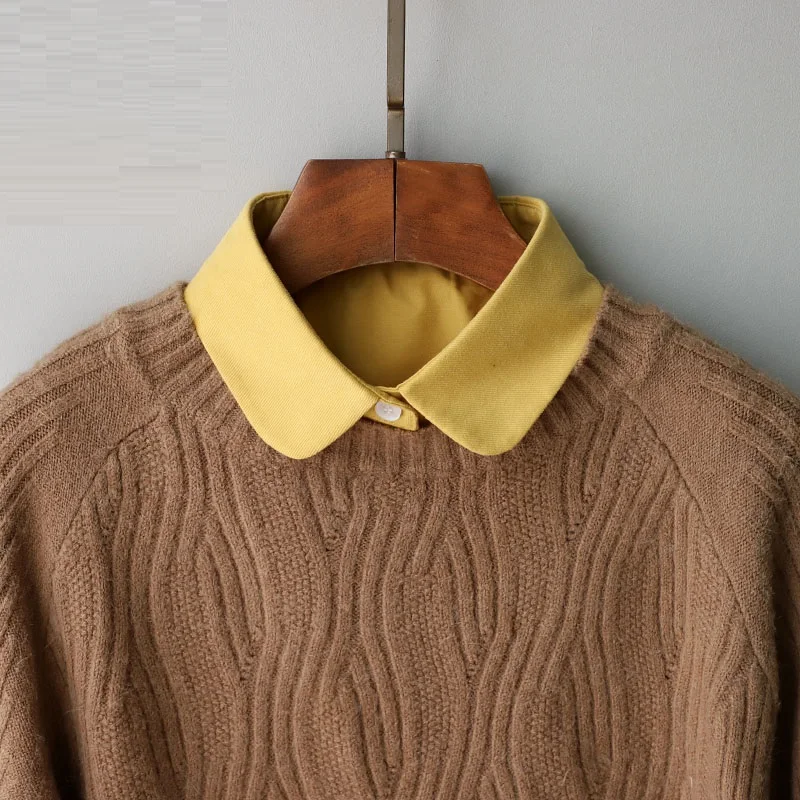 Yellow Cotton Fake Collar Women Blouse Shirt Decor False Collar Top Woman Detachable Collar Shirt Women Tie Removable Half Shirt
