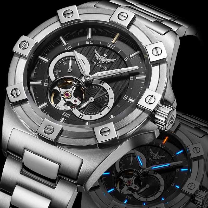 Yelang V1024 Men Brand Watches 44mm Japan miyota 82S7 Automatic Mechanical movement Luminous Men 100m Waterproof Watch business mechanical watch business watch link