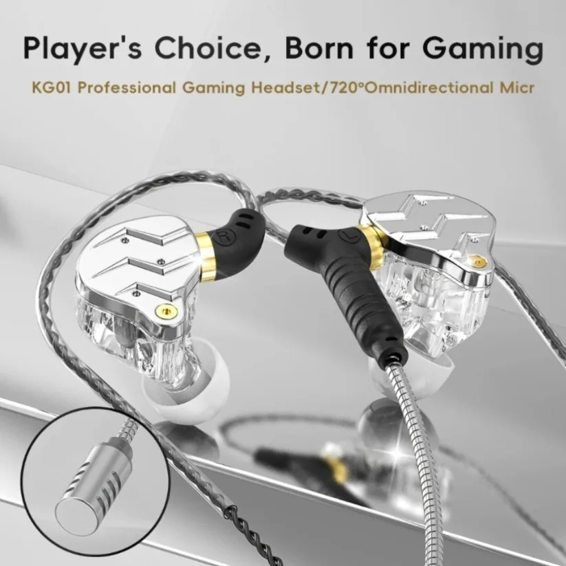 Auricolari da Gaming con Microfono HD, Cuffie Cablate con Bassi HiFi, Auricolari con Gancio per Orecchio, Cuffie con Riduzione del Rumore - Image 5