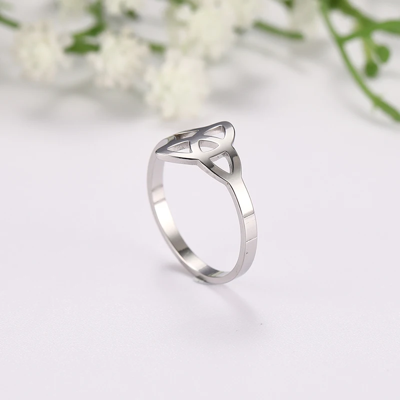 Kkjoy Edelstahlring für Frauen, keltische hohle Fingerringe, Krone, Lotus, Hexerei, Amulett, Pentagramm, Schmuckgeschenk – Detail 1