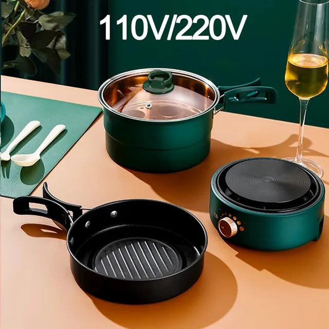 Electric Cooking Pot Foldable Hotpot Portable Multicooker Split Type Rice Cooker Frying Pan Home Travel 1.6L 1