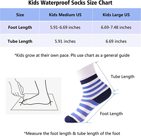 RANDY SUN Children Kids 100% Waterproof Socks Fishing Cycling Climbing Camping Hiking Socks Soft Breathable Antibacterial 1 Pair