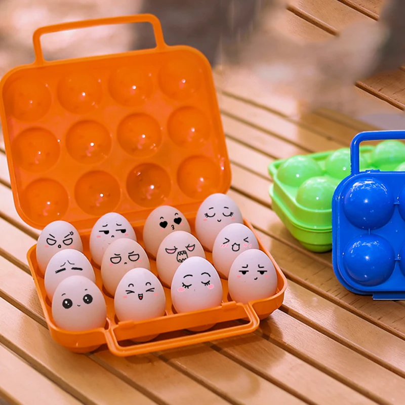 6/12 Grid Egg Storage Box Plastic Travel Portable Kitchen Utensils Outdoor Picnic BBQ Camping Tableware Camping Gear portable tableware egg storage box