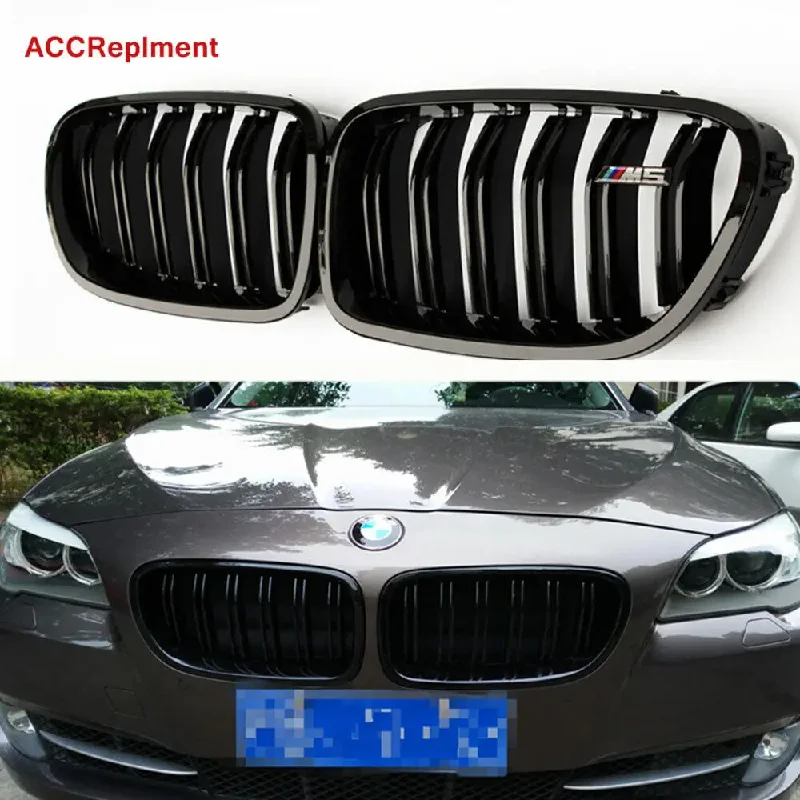 

Black For BMW 5 Series F10 F18 2010-2016 Car Front Bumper Grilles Racing Grill Kidney Dual Line Grills Gloss Black Grille