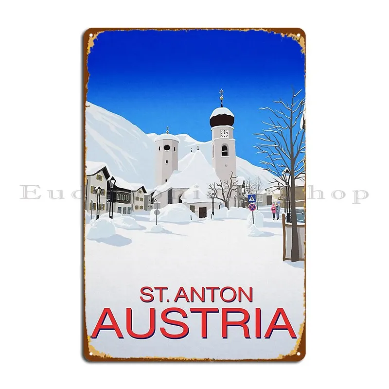 

St Anton, австрийский металлический знак, дизайнерский настенный плакат для гаража, Настенный декор, Настенная роспись, оловянный плакат