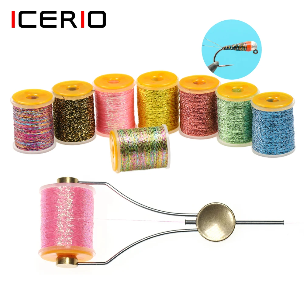 

ICERIO 150D Multi-strand Micro Glint Thread Fly Tying Material for Bodies and Ribbing of Nymphs Buzzers Dry Flies Perdigone