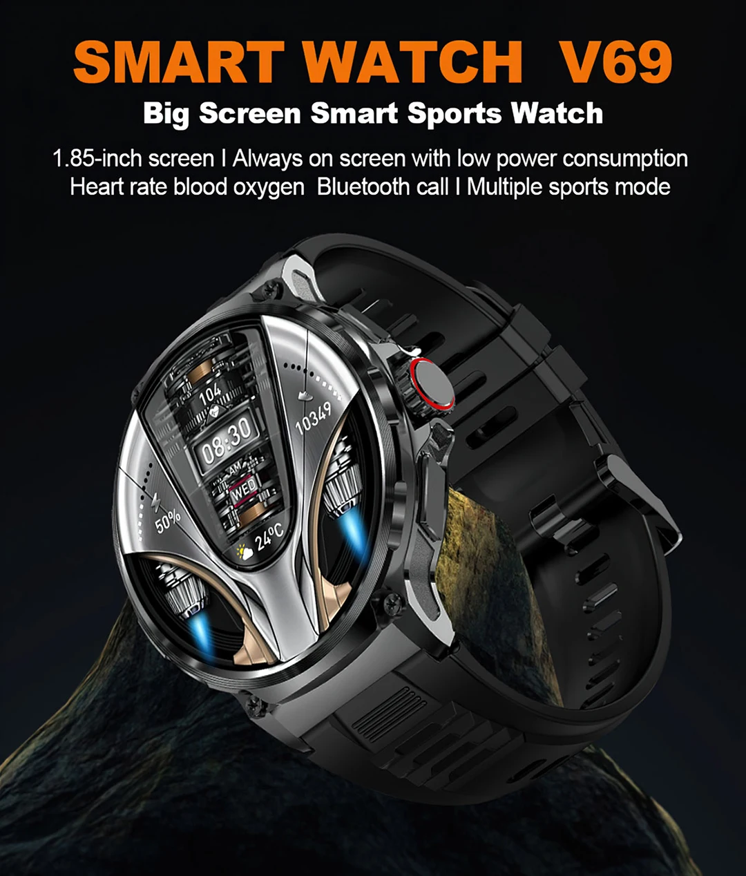Colmi v69 1,85 zoll hd bluetooth ruf smart watch männer sport fitness tracker herz monitor 710mah smartwatch für xiaomi android – Detail 1