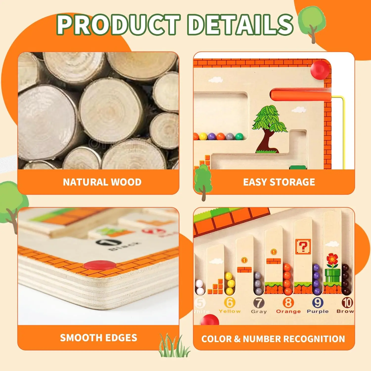 Kids toy Magnetic Color Number Maze Wooden Board Activities Counting Matching Game Montessori Fine Motor Skills Learning Toy