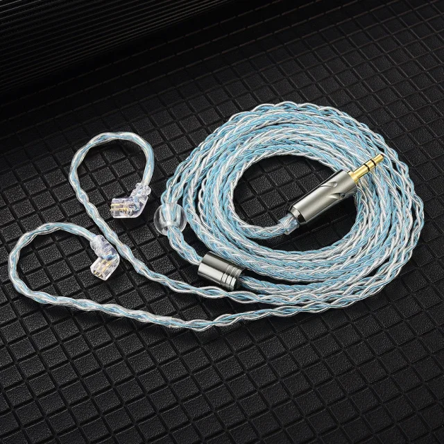 シルバーメッキhifiイヤホン更新ケーブル、qkz t1、8コア、tc、mmcx
