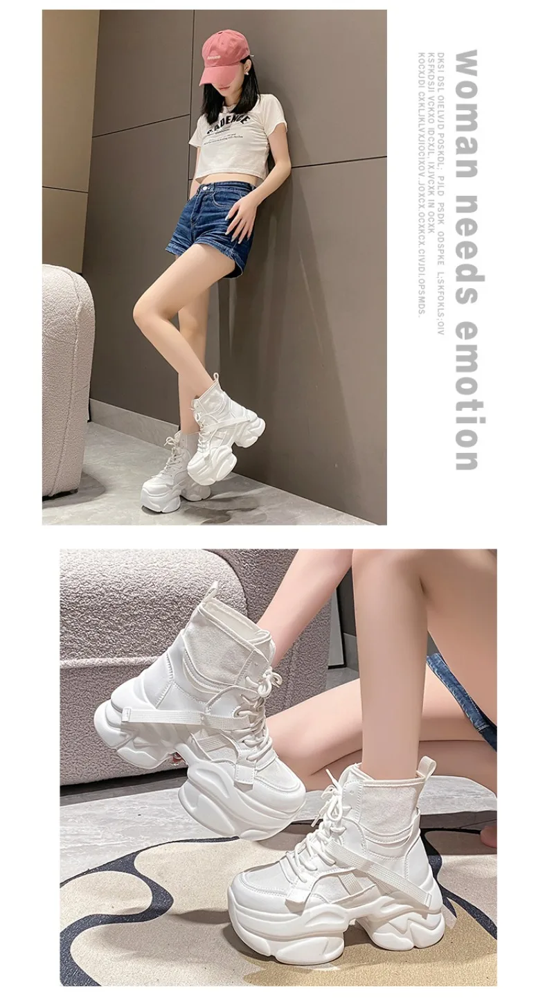 8CM NEW Fashion Women Mesh Platform Sneakers Shoes High Heel