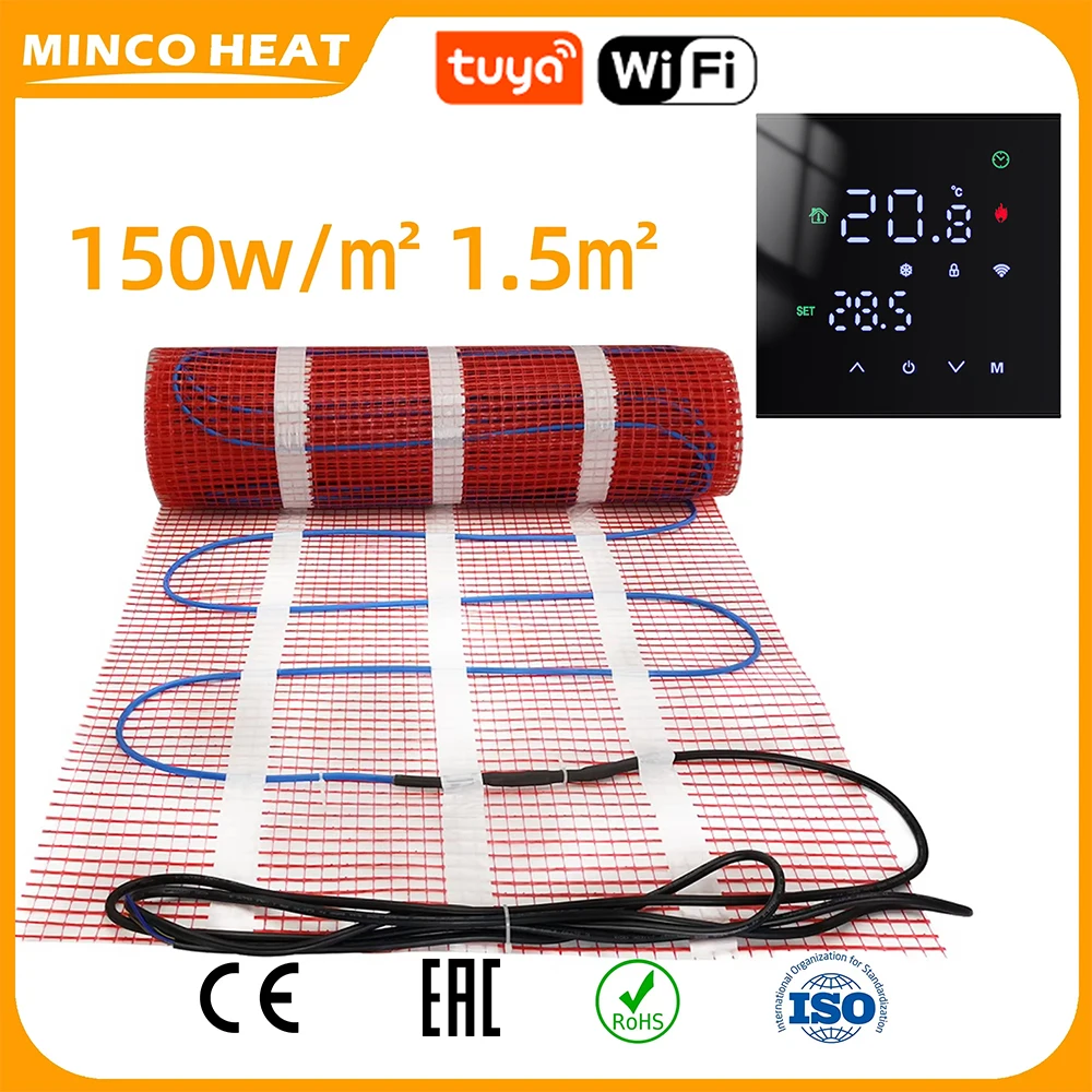 Minco ความร้อน AC200~240V 50/60Hz 150w/ ㎡   1.5 ㎡   Twin Conductor Electric Warm Strand ระบบทําความร้อนใต้พื้นสําหรับแผ่นทําความร้อนปูนซีเมนต์กระเบื้อง 1