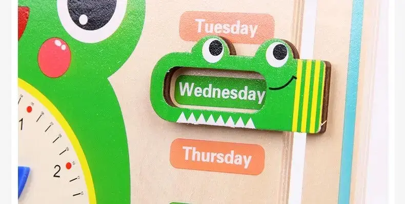 Kids Wooden Montessori Toys Weather Season Calendar Clock Time Cognition Preschool English Education Teaching Toys For Kids Gift 5