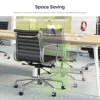 High Mid Back Ribbed Office Chair Genuine Leather Swivel Chair Adjustable Ergonomic Computer Chair with Aluminium Alloy Frame 6