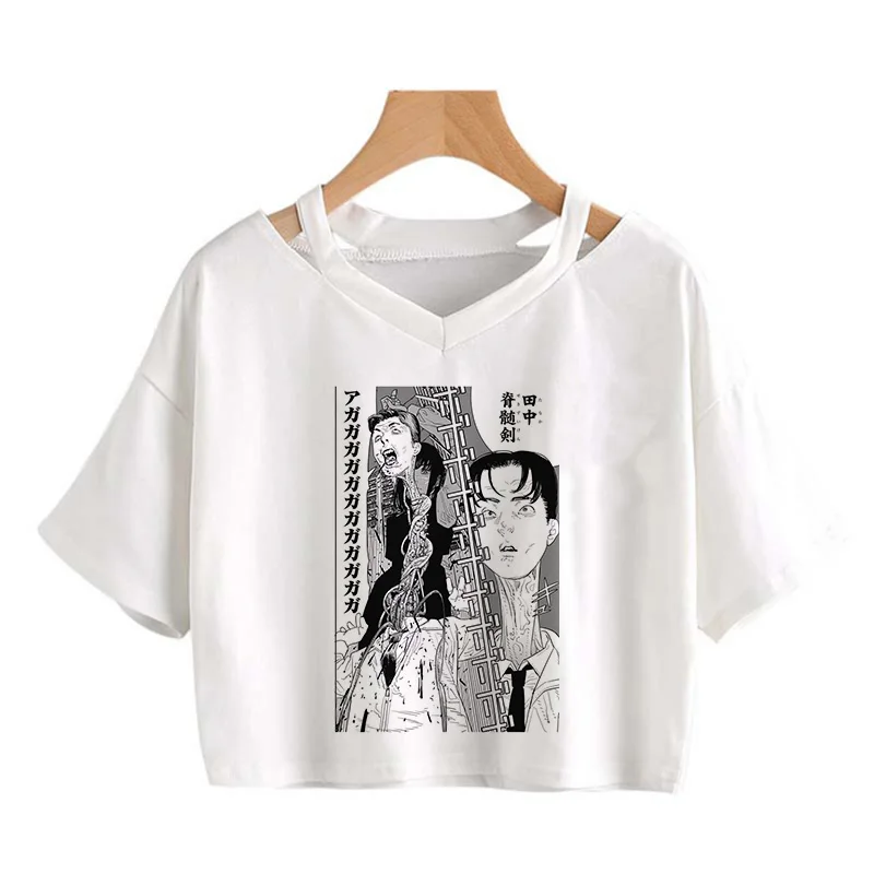 

Japanese Anime Denji Tshirt Women Chainsaw Man T Shirt Funny Cartoon Pochita Makima T-shirt Graphic Tees Crop Tops Female 90s