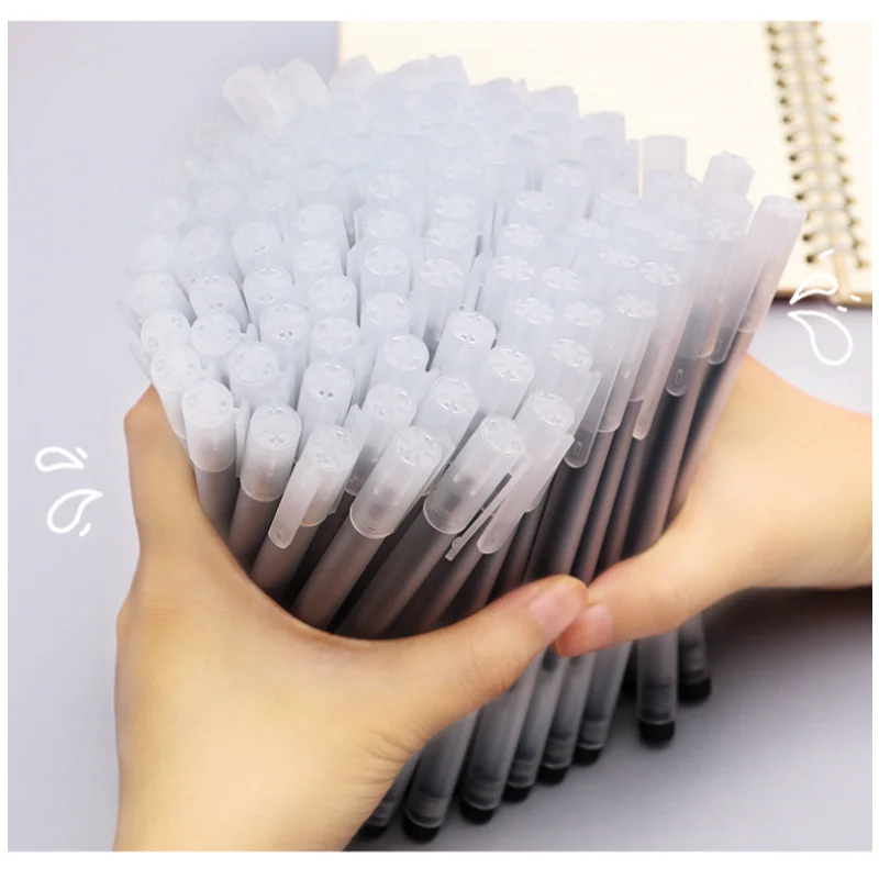 10Pcs Simple Transparent Frosted Neutral Pen Student Writing Carbon Black Exam Office Signature Pen Learning Stationery 10pcs white gold silver ballpoint pen refill photo album pen refills stationery office learning scrapbooking pen sketch drawing