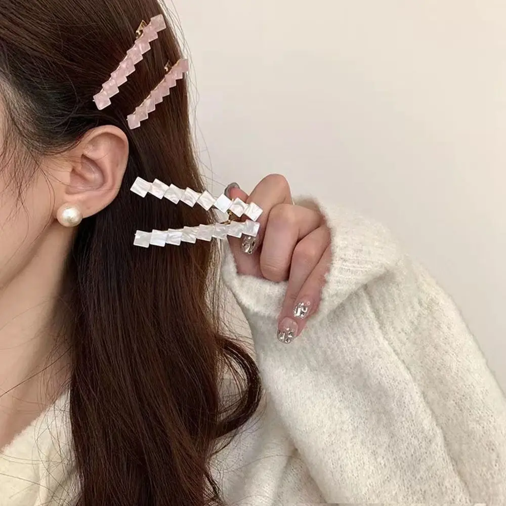 

Bangs Clip Duckbill Clip Square Shape Y2K Acetic Acid Hairpin Korean Style Headwear Girl Hair Clip Female Hair Accessories