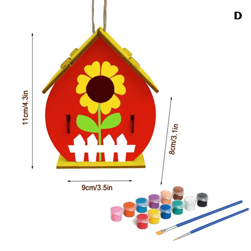 DIY Birdhouse Kit Interesting Easy To Assemble Painting DIY Painting House Decorations The Christmas Gifts For Kids 2
