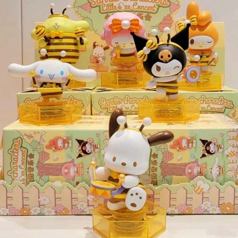 

Kawaii Sanrio маленькая Пчелка концертная серия глухая коробка Cinnamoroll My Melody Kuromi помпон пурин почтовый таинственный сюрприз фигурка
