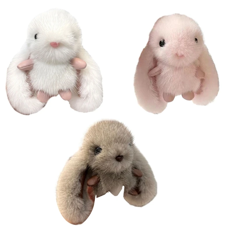 

77HD Plush Pendant Furry Rabbit Hanging Pendant Women Purse Decor Giftbag Stuffer