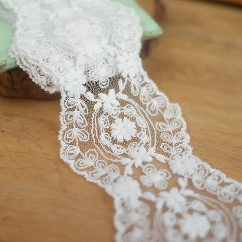 

Bilateral Mesh Cotton Lace Fabric Handmade DIY Garment Needlework Sewing Accessories Clothing Decoration 6cm 14Yards(28Y) 460