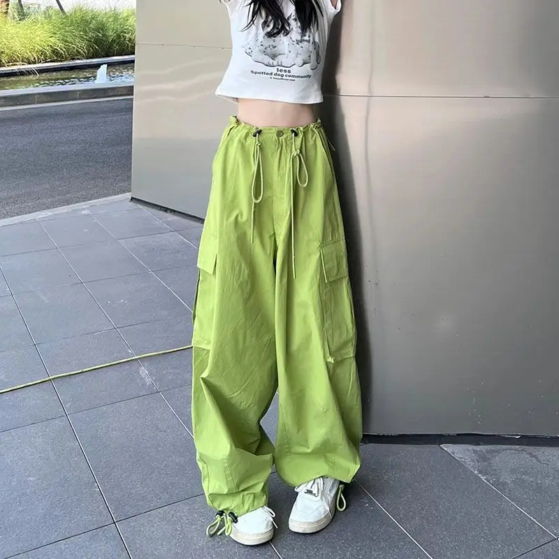 

Deeptown Baggy Green Cargo Pants Women High Waisted Trousers Wide Leg Black Sweatpants Straight Jogger Casual Korean fashion y2k