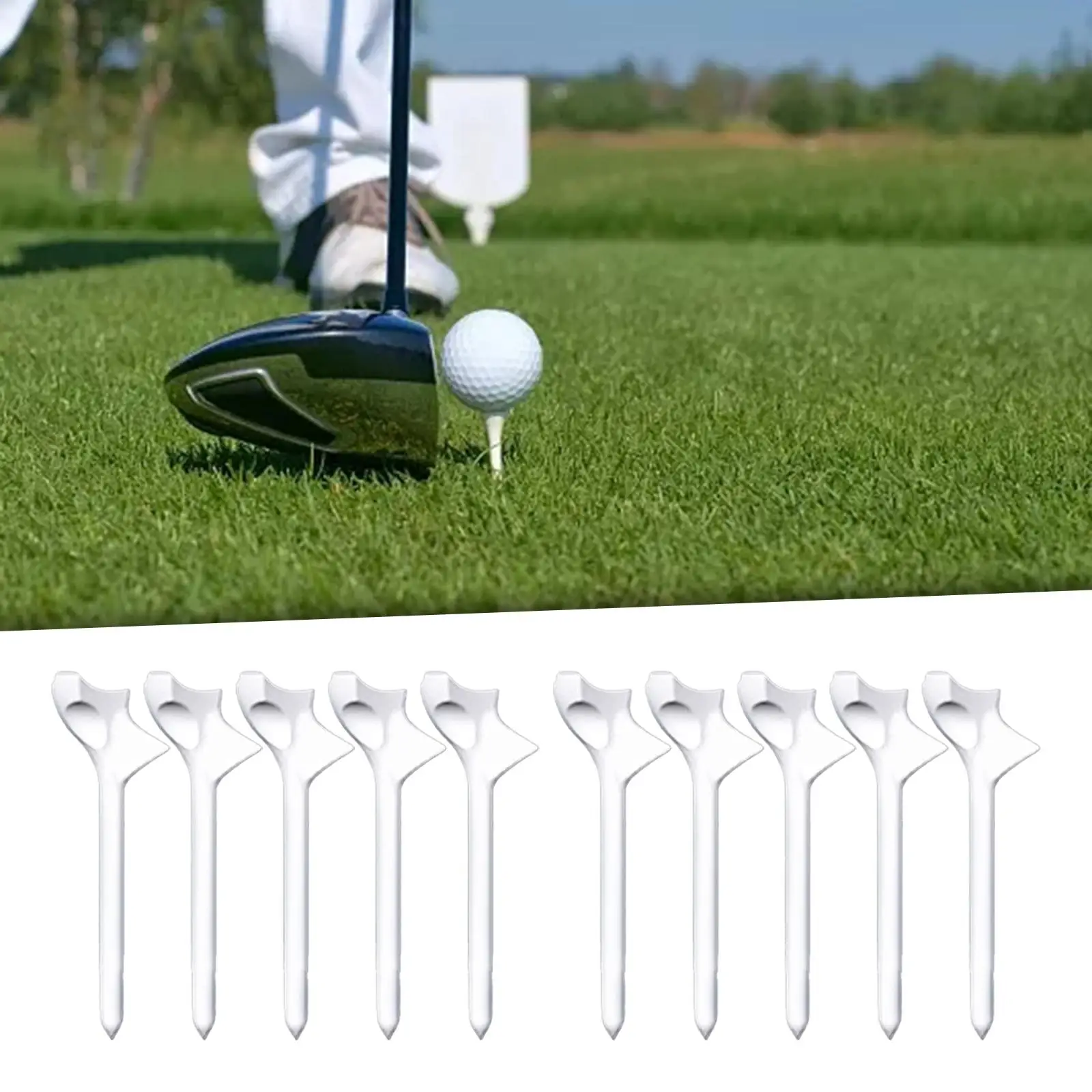 

10 Pieces Golf Tees 10° Golf Swing Trainer Aid Backyard Driving Range Reduces Friction 83mm Golf Ball Holder Golf Accessories