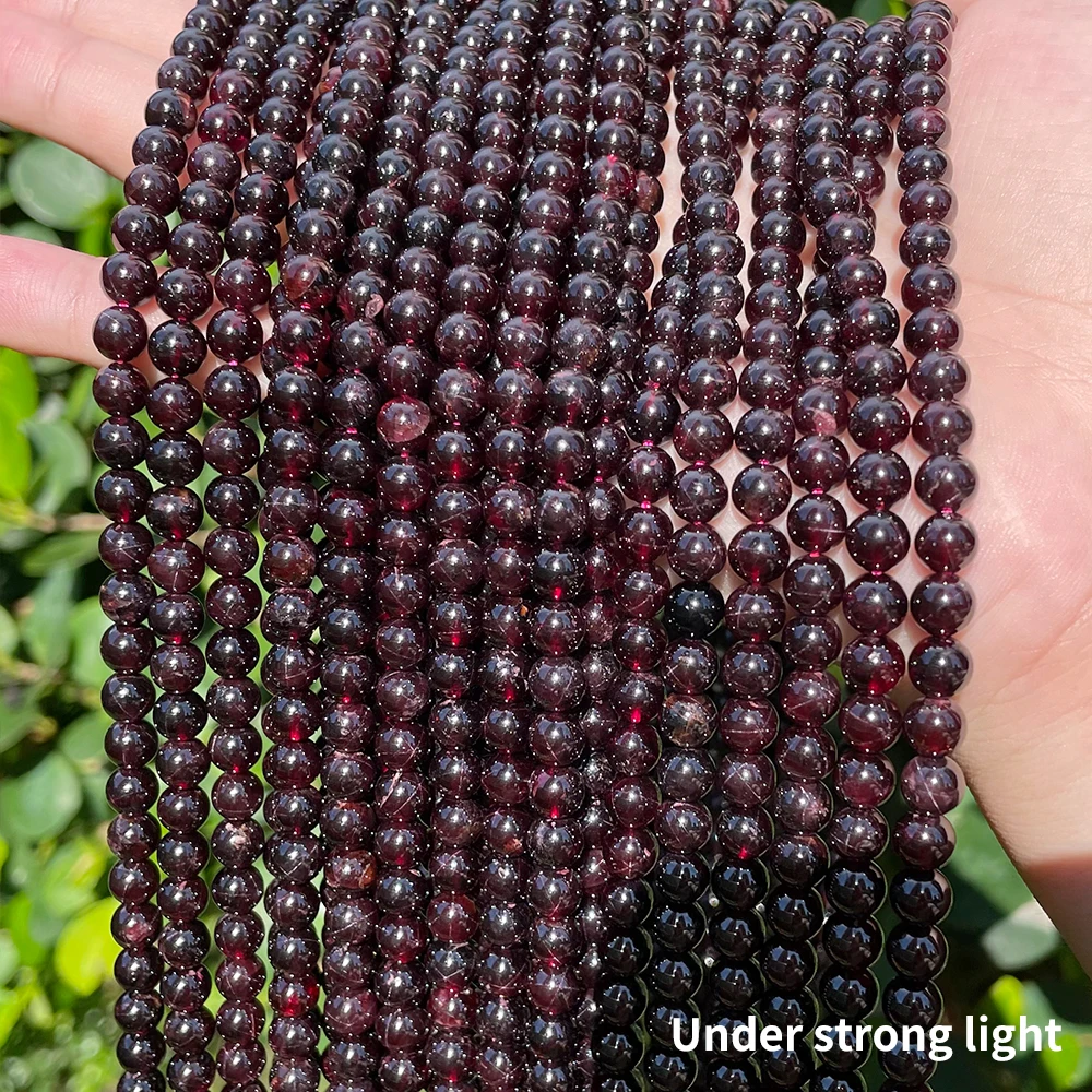 100% Natural Star Light Garnet Loose Beads For Jewelry Making Bracelet Necklace Accessories 15'' 5 6 7 8mm 3