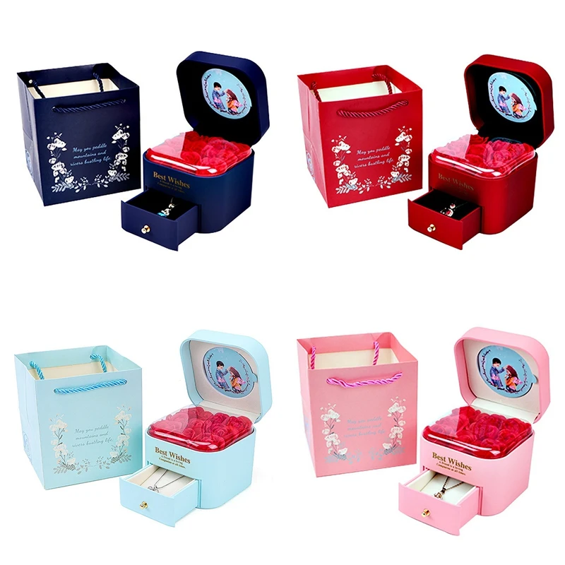 

Вечная роза с коробкой для украшений, красная роза, идея для подарка на день рождения для женщин, подарок на День святого Валентина для женщин, мамы, учителя