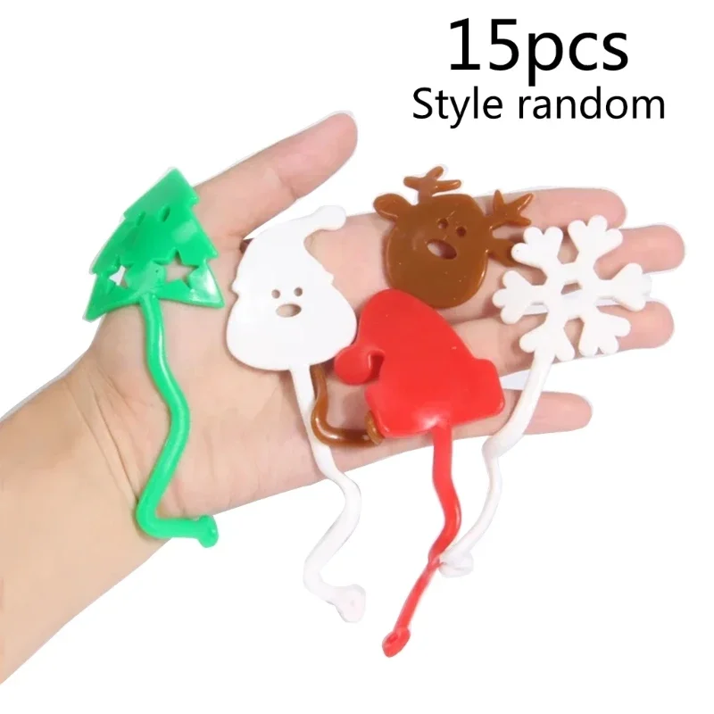 

15Pcs Christmas Snowflake Reindeer Wall Stretchy Sticky Hand Toy Relieve Stress for Kids Party Favor Birthday Gifts