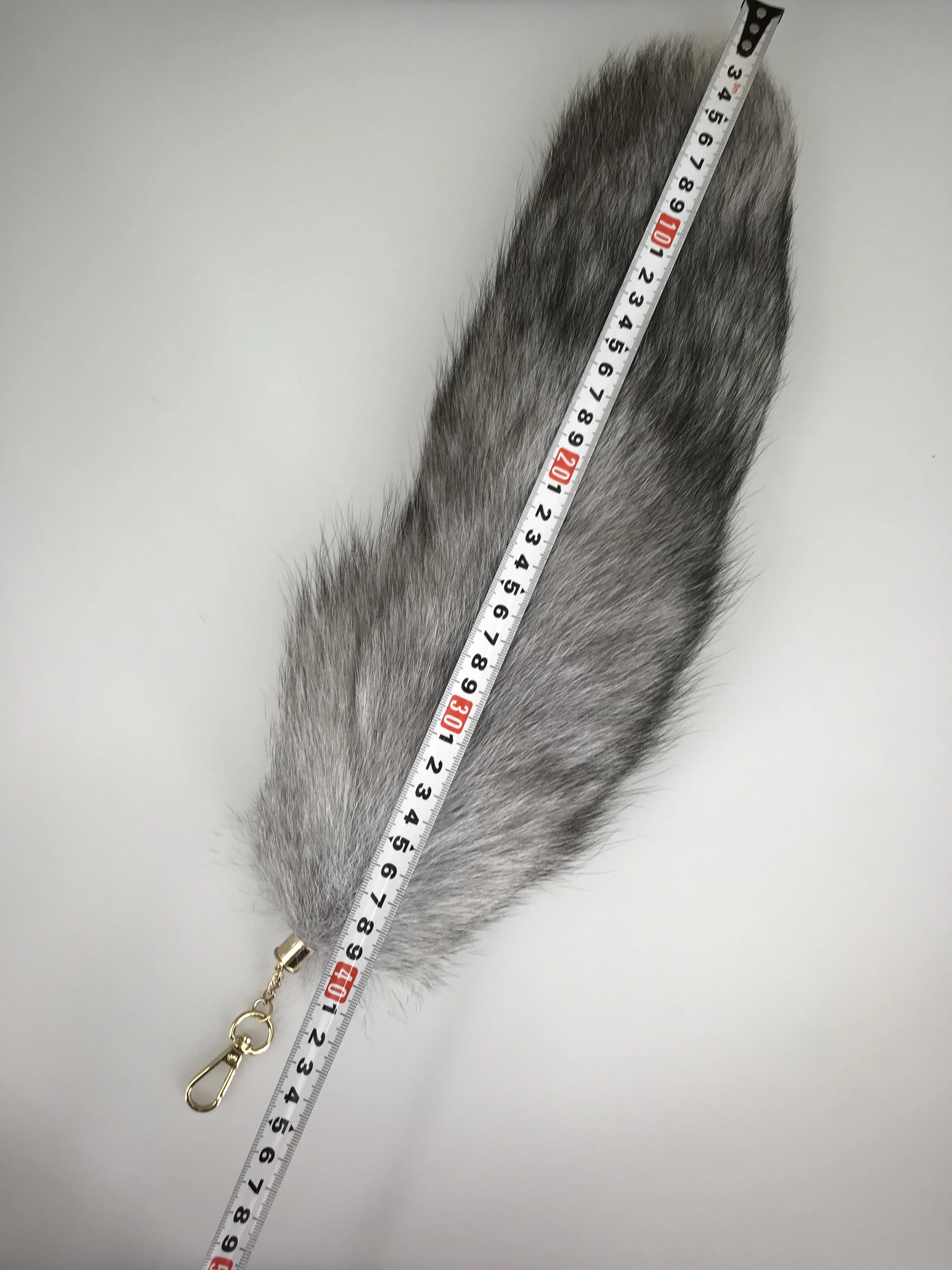 Luxurious Natural Fox Fur Tail Keychain - Chic Y2K Fashion Accessory, 40 cm