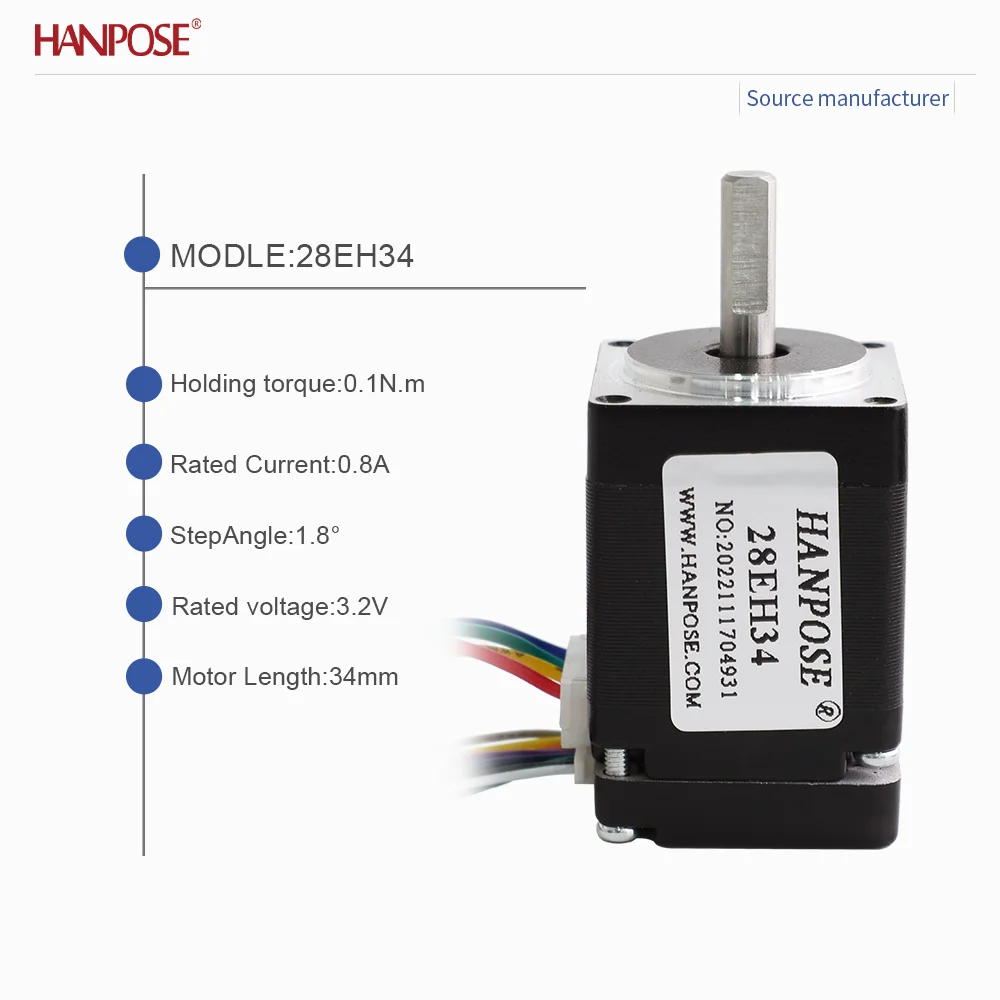 폐쇄 루프 스테퍼 모터 NEMA8 28EH34 0.8A 3.2V 실시간 좌표 판독, 스텝 손실 없음, 안정적인 작동