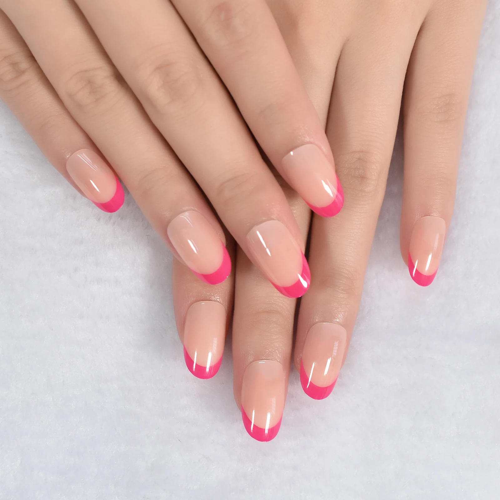 Pink Almond Press On Fingernails Set